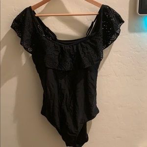 Women’s black off the shoulder swimsuit